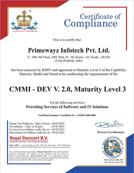 CMMI – DEV V. Certificate
