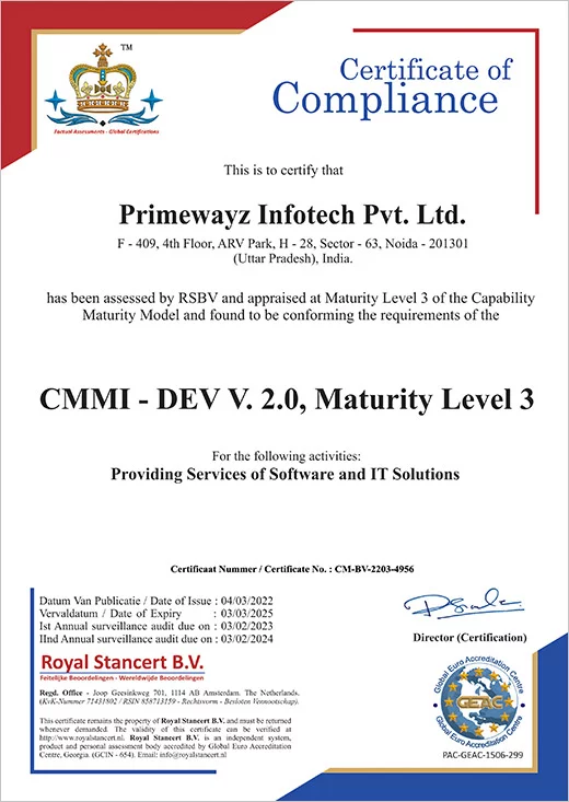 CMMI Certificate